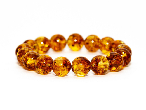 Браслет из натурального янтаря, бусины 13 мм. Браслет из Калининграда, ручная работа