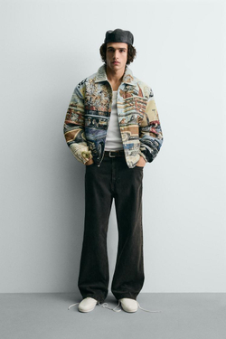 ZARA Х FORD СТЕГАНАЯ ЖАККАРДОВАЯ КУРТКА, РАЗНОЦВЕТНЫЙ