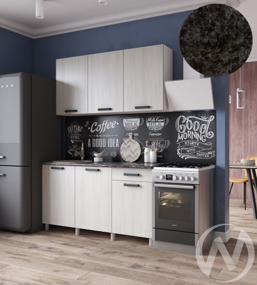 Кухня Элиана 1.5м (корпус белый/ясень анкор светлый) 26мм кастилло темный