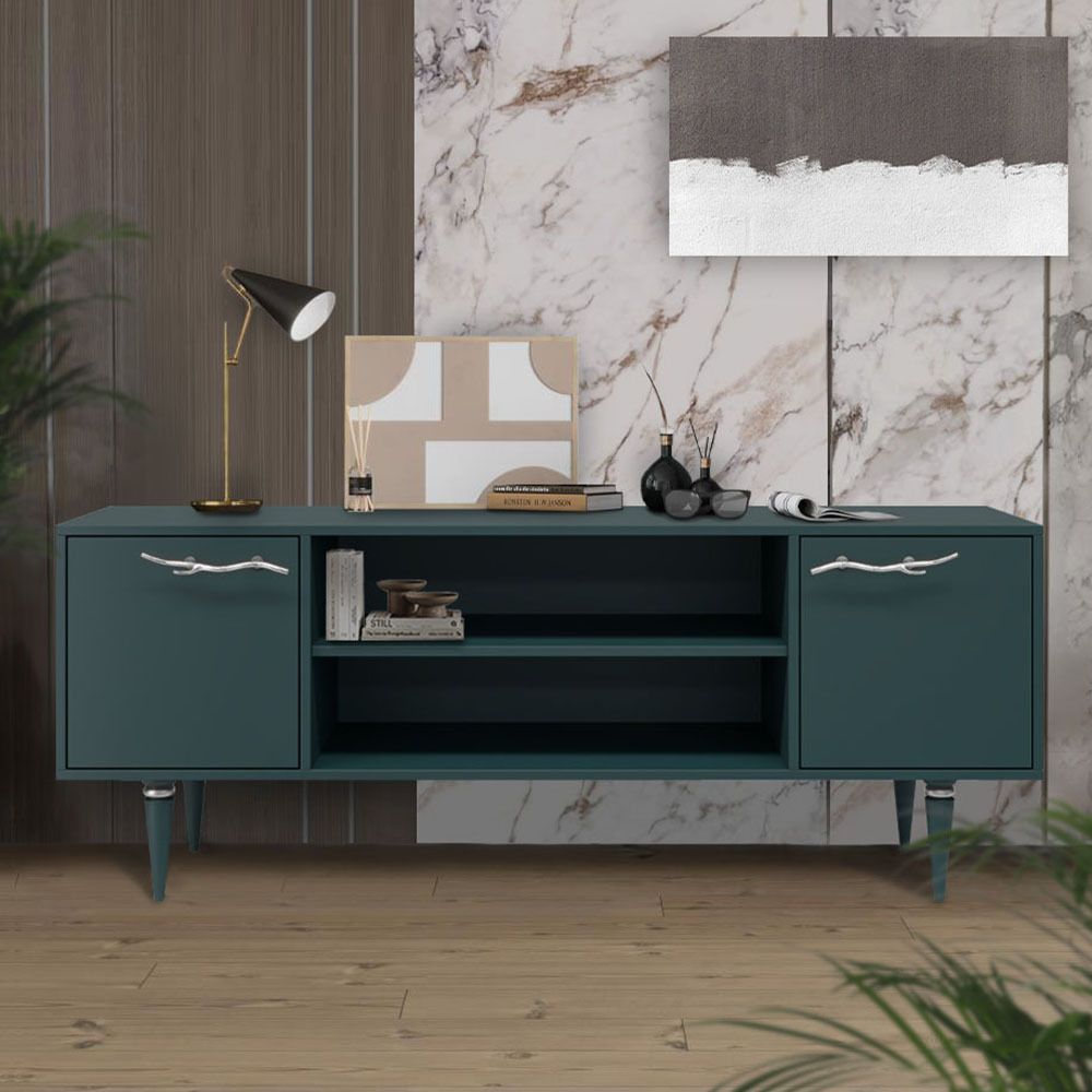 Тумба под ТВ Арт Колор matte 155см Классик Сильвер Зеленый бирюзовый матовый