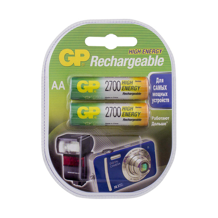 Аккумулятор GP Rechargeable 270AAHC-2DECRC2, Ni-MH, типоразмер АА, 2700 мАч, 1,2 В, 2 шт