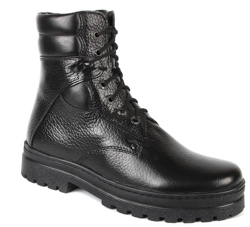 Ботинки Зимние Кожаные Боец Милитари (Натуральный Мех)
