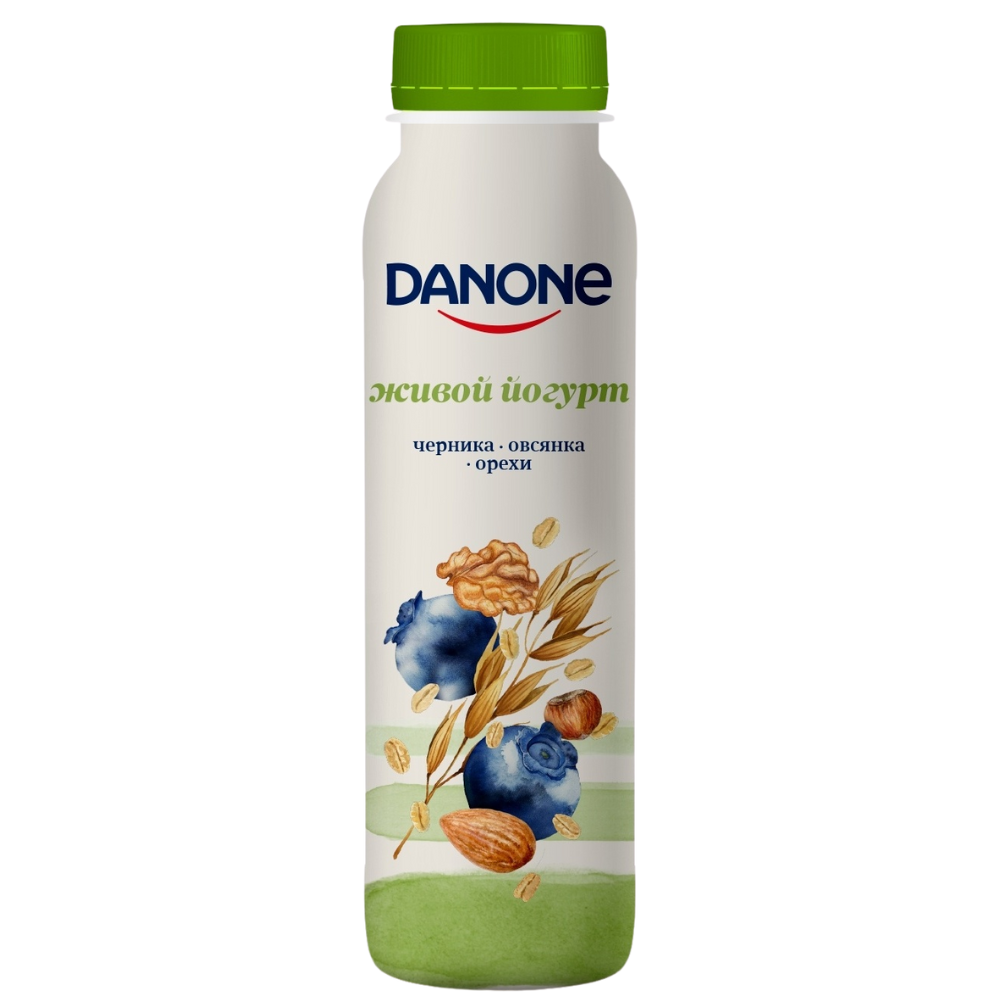 Живой йогурт Danone Черника овсянка орехи 270 гр