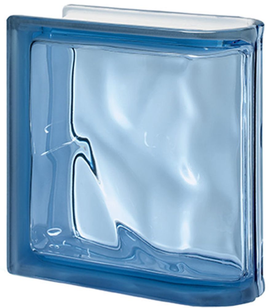 купить Купить торцевой стеклоблок  волна синий  Vetroarredo Blu TER Lineare O  19x19x8 окраска  в массе