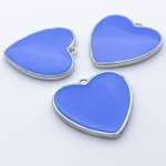 Подвеска Сердце, цвет серебро+синий, размер 21*20 мм, цена за 1 шт