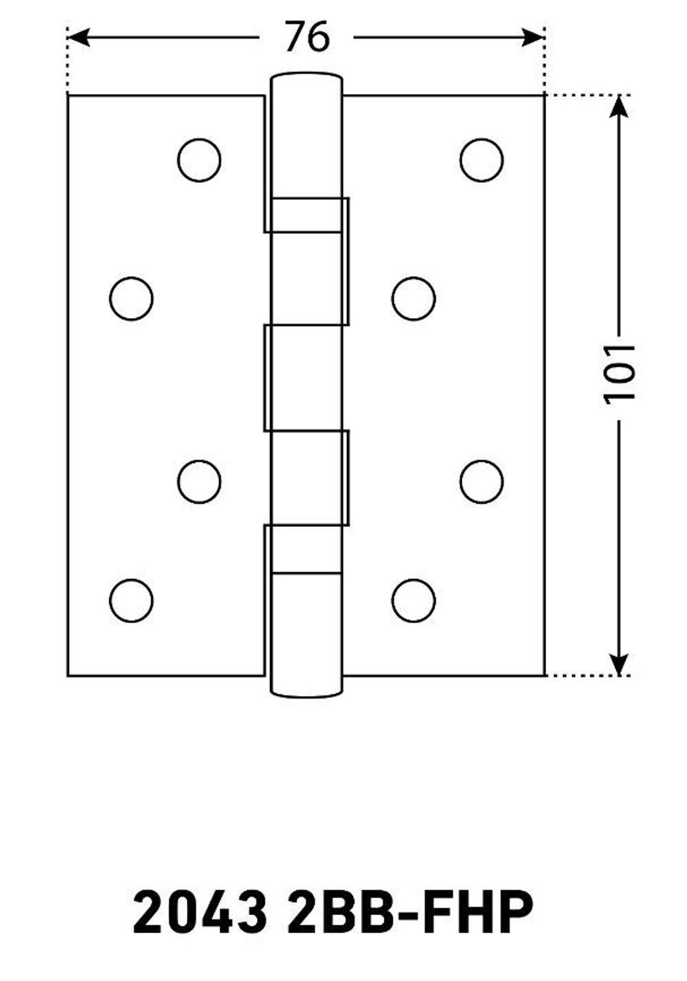 Петля АЛЛЮР  2043  2 подш. 2ВВ-FHP АВ ст. бронза (уп. 2шт) 101*76  /6677