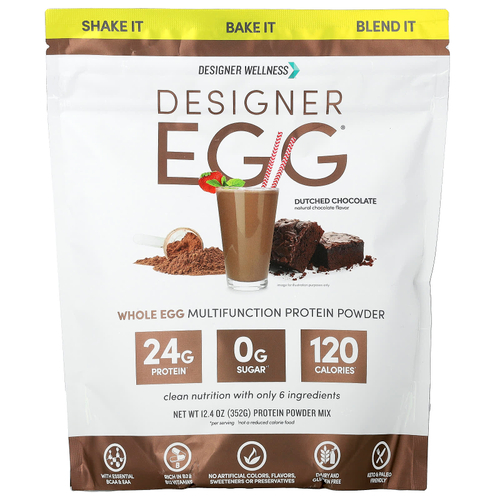Designer Wellness, Designer Egg®, многофункциональный протеиновый порошок из цельного яйца, голландский шоколад, 352 г (12,4 унции)
