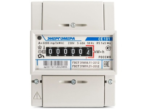 Счетчик CE101 R5 145M6 1ф 5-60А 1 кл т на рейку Энергомера