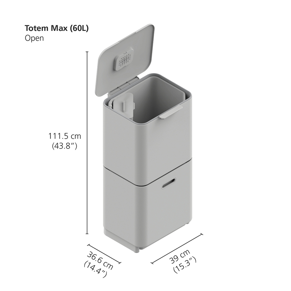 Контейнер для мусора с двумя баками Totem Max 60 л нержавеющая сталь, Joseph Joseph
