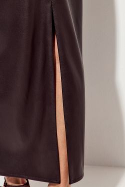 Юбка карандаш из экокожи шоколадного цвета