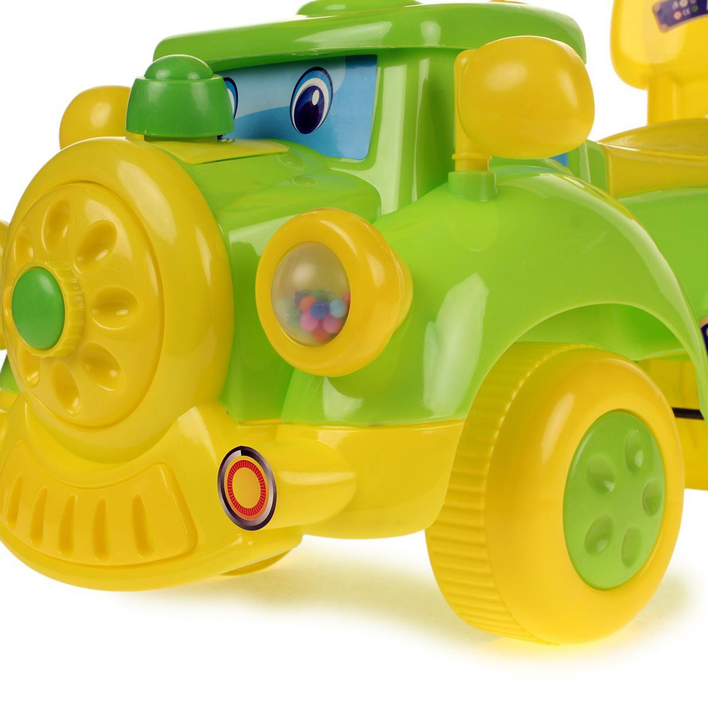 Толокар машина средняя с муз. рулем, цв. зеленый RRB-115 (54*27*34 см)