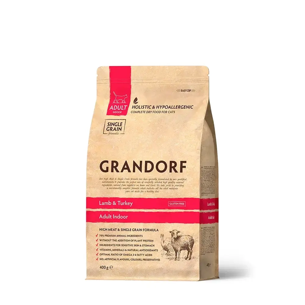 GRANDORF CAT Lamb&Turkey INDOOR 2кг/400гр-900р