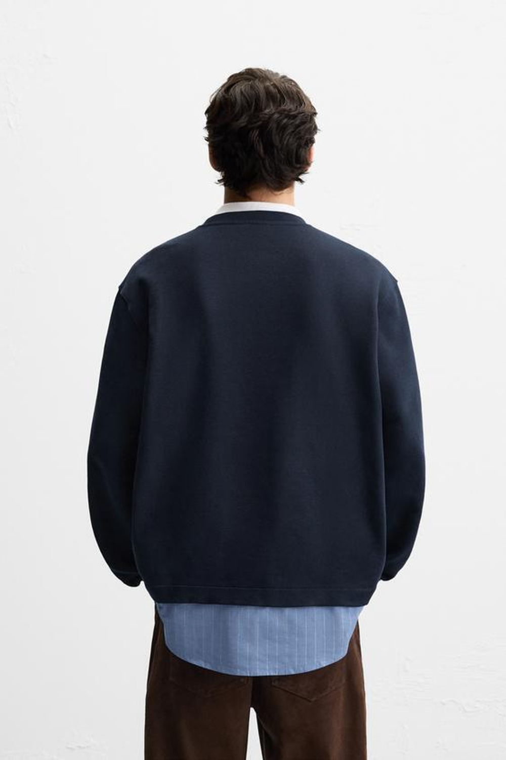 ZARA ХУДИ С КОНТРАСТНЫМ НИЗОМ, МОРСКОЙ СИНИЙ