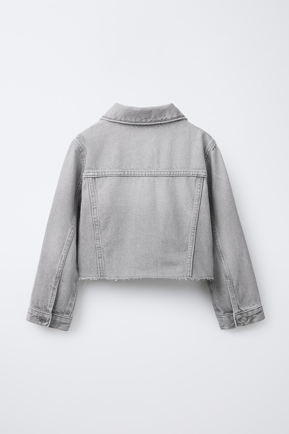 ZARA ДЖИНСОВАЯ КУРТКА CROPPED, СЕРЫЙ