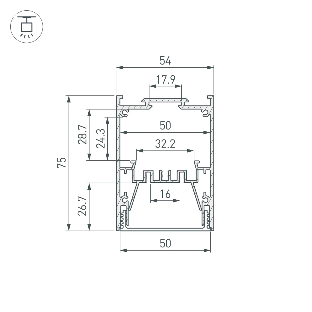 Профиль IP-LINE-5475-2000 ANOD (Arlight, Алюминий) 055136