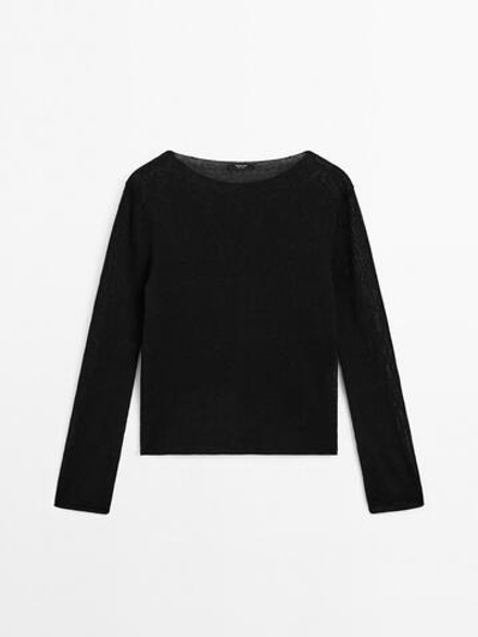 Massimo Dutti Свитер с круглым вырезом, черный