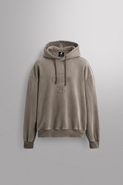 ZARA ТОЛСТОВКА СВОБОДНОГО КРОЯ С ЭФФЕКТОМ ПОТЕРТОСТИ, СВЕТЛО-КОИЧНЕВЫЙ