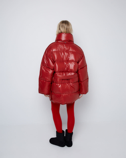 Пуховик со съемным капюшоном из нейлона Монклер томат