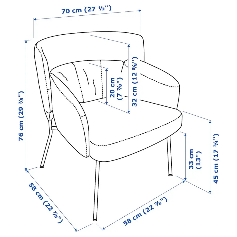 Кресло с подголовником - IKEA BINGSTA, 70х58х76 см, серый,  БИНГСТА ИКЕА