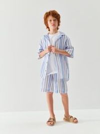 Рубашка муслиновая "Голубая" с коротким рукавом 7+