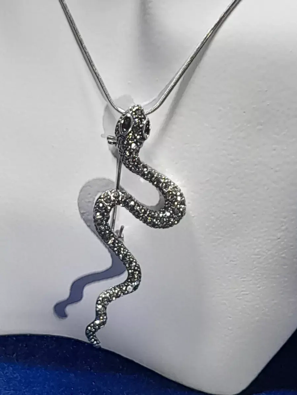 Брошь-кулон "Змея серебро черненое"