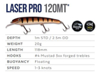 Воблер LASER PRO 120MT, DD+STD # R34, 118mm, 20 г.
