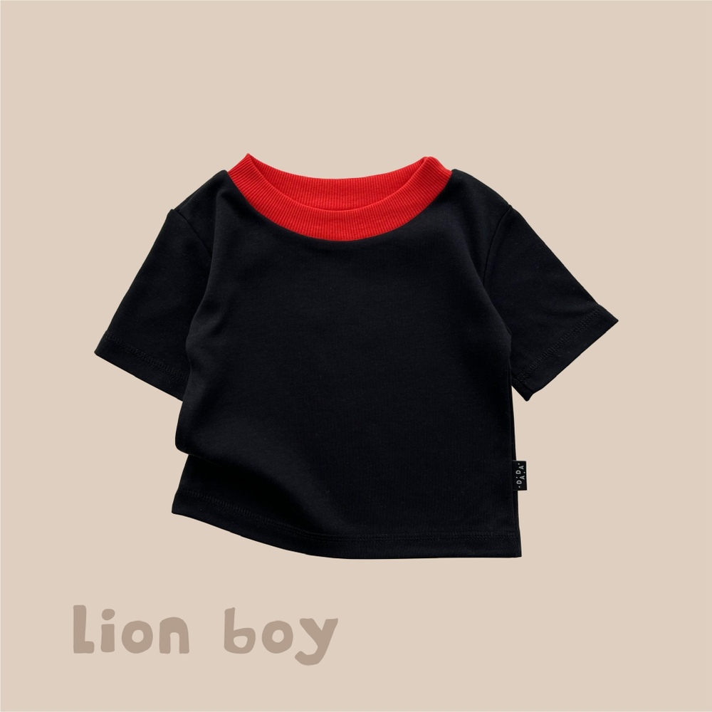 футболка черная Lion Boy (c воротом "томат")