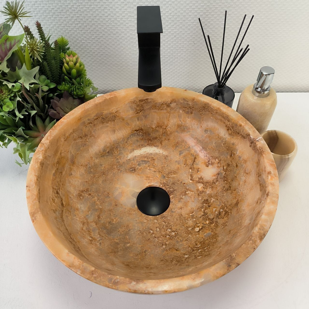 Каменная раковина из оникса Bowl Yellow Small TinLip BO-02892 (40*40*15) 140