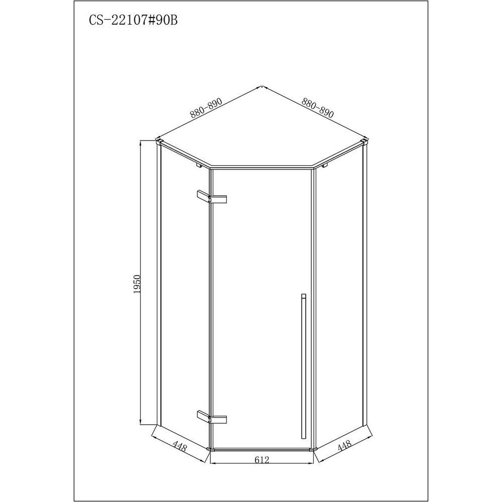 Душ ограждение Loranto NEO 90x90x195 прозрач  стекло 8 мм, Easy clean, черный, без поддона 822105