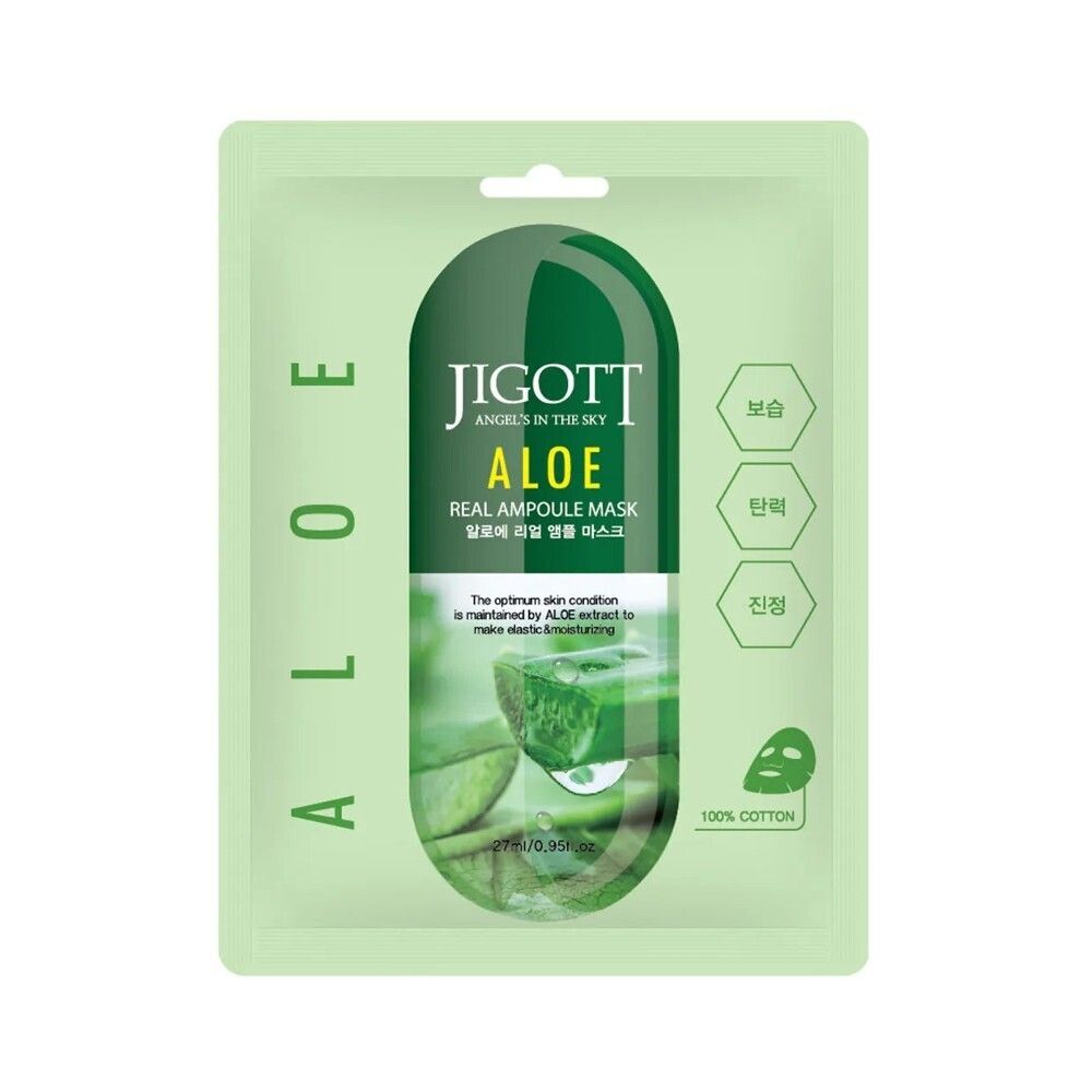 KR/ JIGOTT Маска-салфетка для лица &quot;Алоэ&quot; / ALOE Real Ampoule Mask