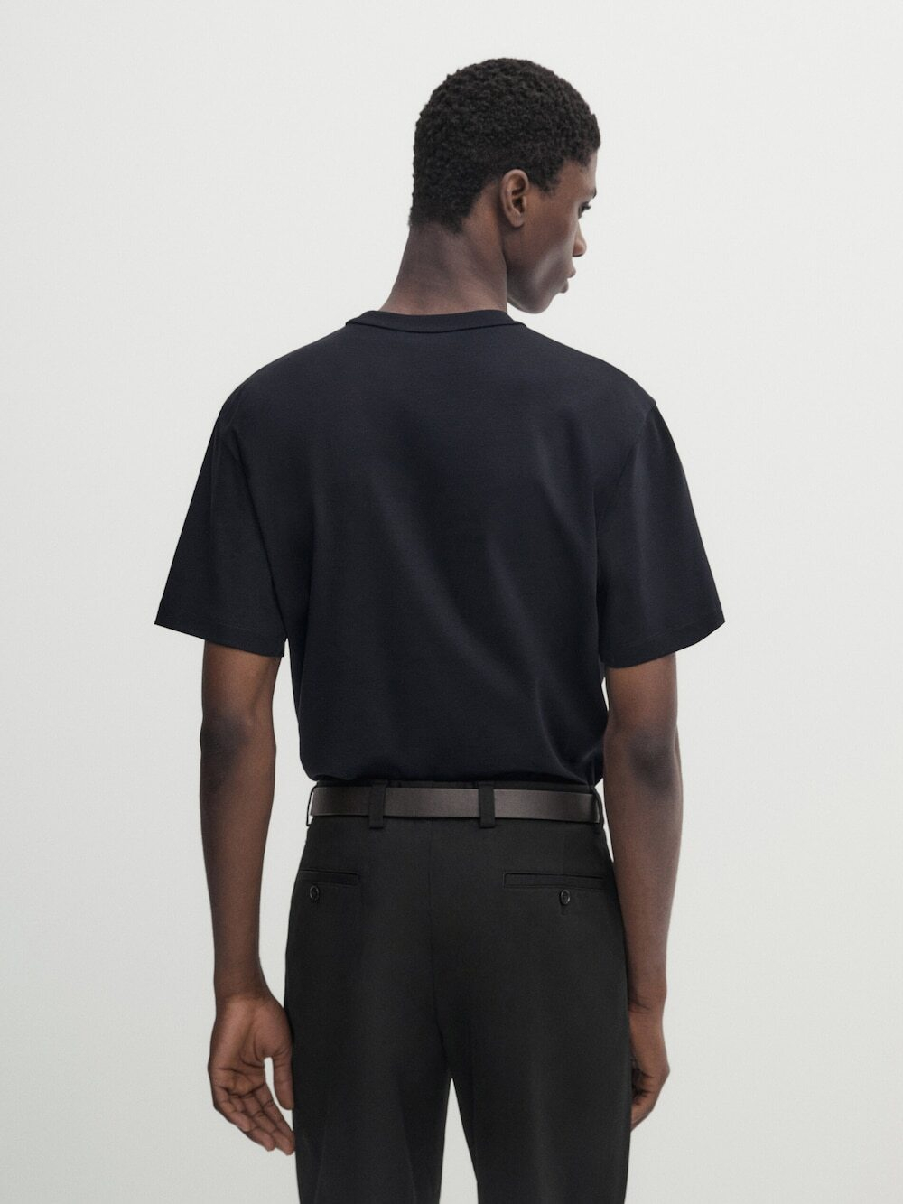 MASSIMO DUTTI Хлопковая футболка с короткими рукавами - Studio, синий