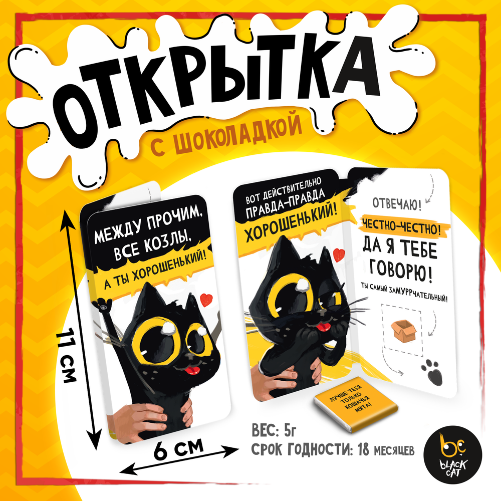 Открытка, ТЫ ХОРОШЕНЬКИЙ, молочный шоколад, 5 г.