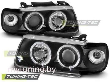 Передние фары VW Polo 3 6N angel eyes black