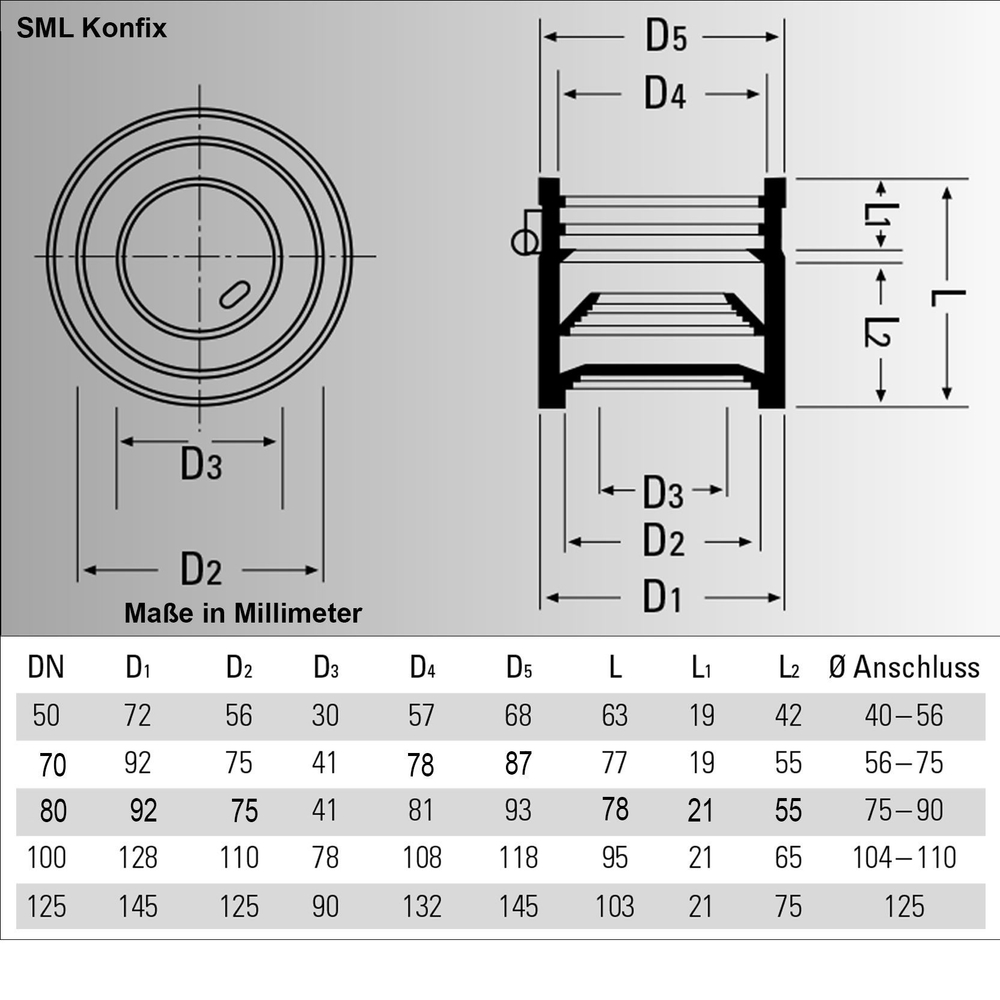 Переход SML на пластик резиновый FIX 110мм Normaconnect