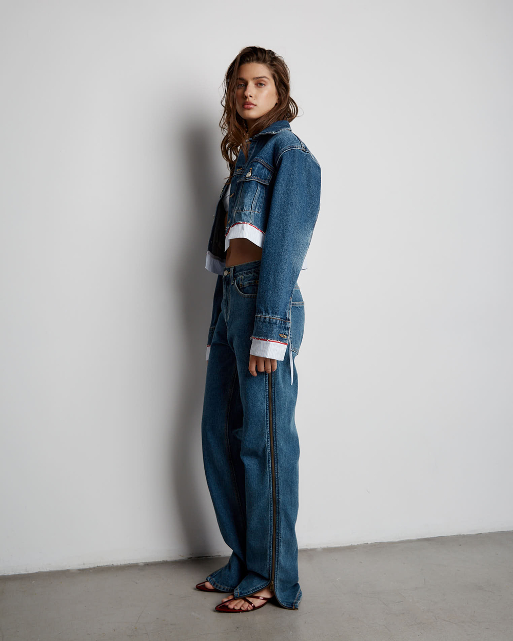 Джинсы на молнии синий