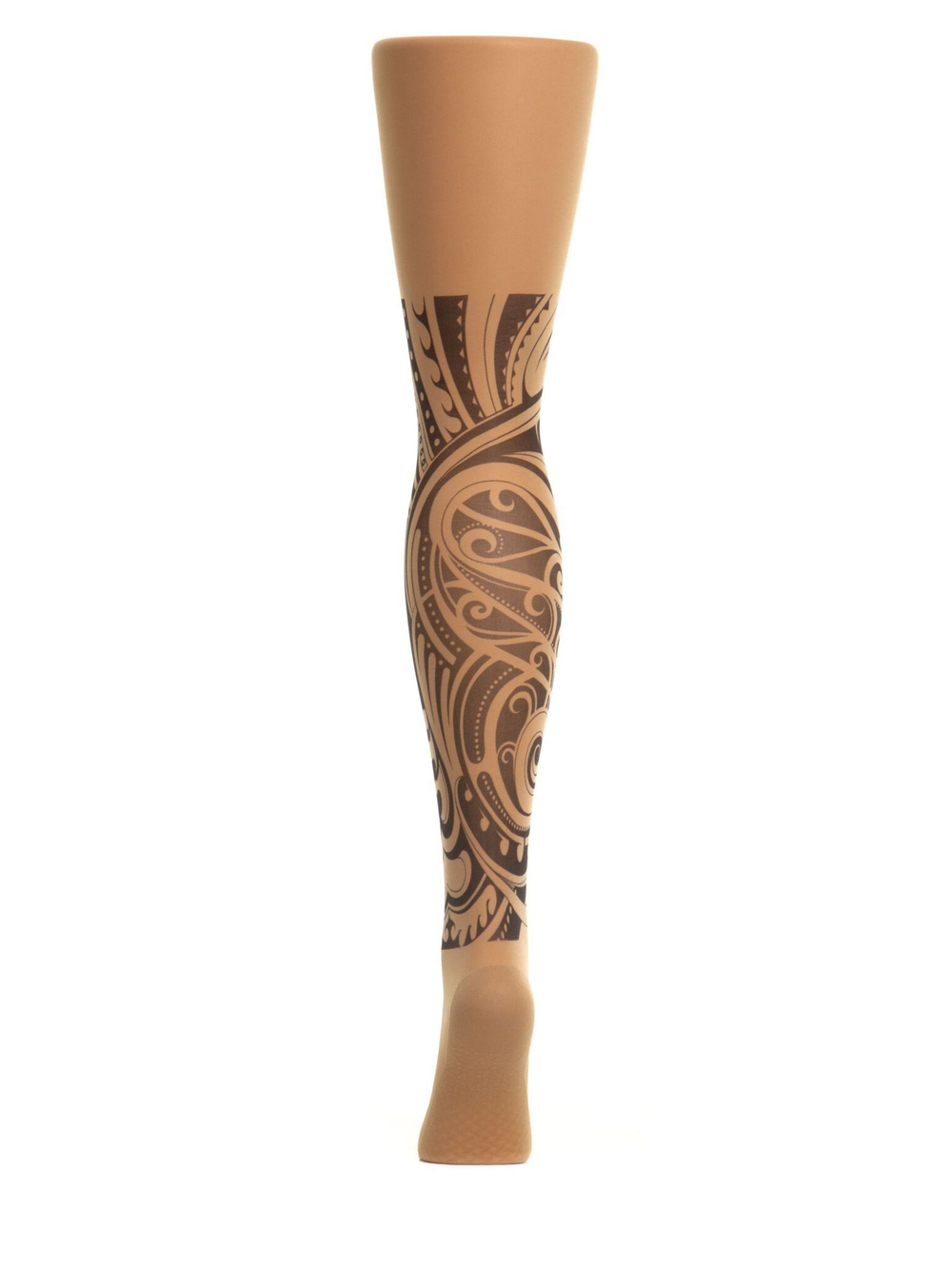 Колготки с имитацией большой татуировки на левой ножке (Размер: S-M-L) (Цвет: бежевый)