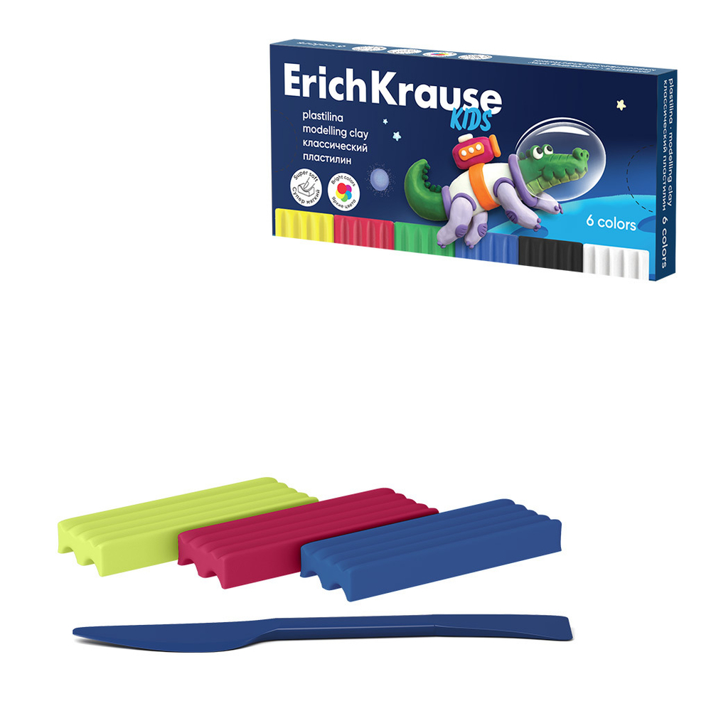 Пластилин 6цв 108гр. Erich Krause Kids Space Animals со стеком