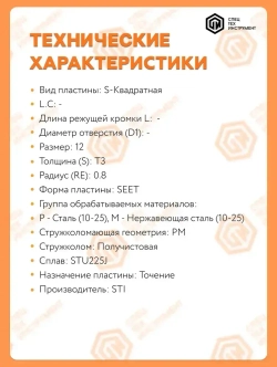 Пластина SEET120308PER-PM STU225J STI 1 штука СпецТехИнструмент