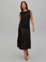 Весенняя юбка атласная плотная, черная, на резинке,