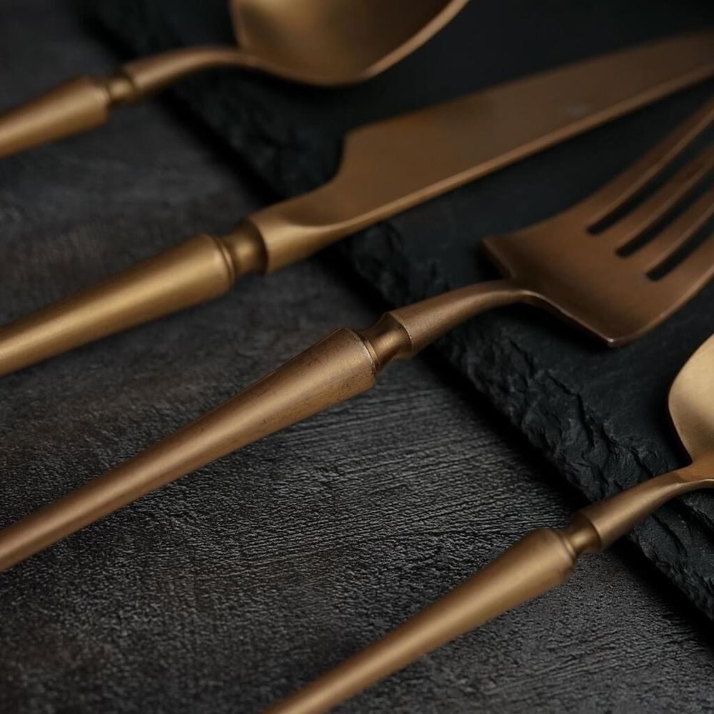 Вилка столовая 21 см матовая цвет медь PVD   [12]