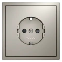 Розетка встраиваемая VOLTUM S70 с заземлением и защитными шторками, 16А, (кашемир)