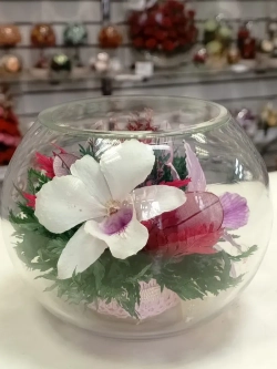 натуральные цветы в стекле, вакуум