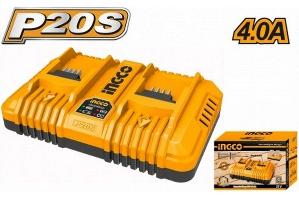 Двойное зарядное устройство INDUSTRIAL 2x21B, 4 A*ч INGCO FCLI2034