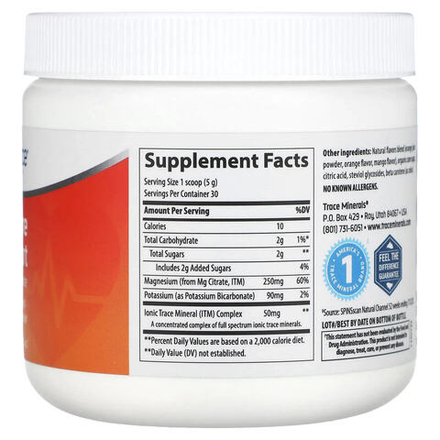 Trace Minerals ®, Магний в порошке для поддержки артериального давления, апельсин и манго, 150 г (5,3 унции)