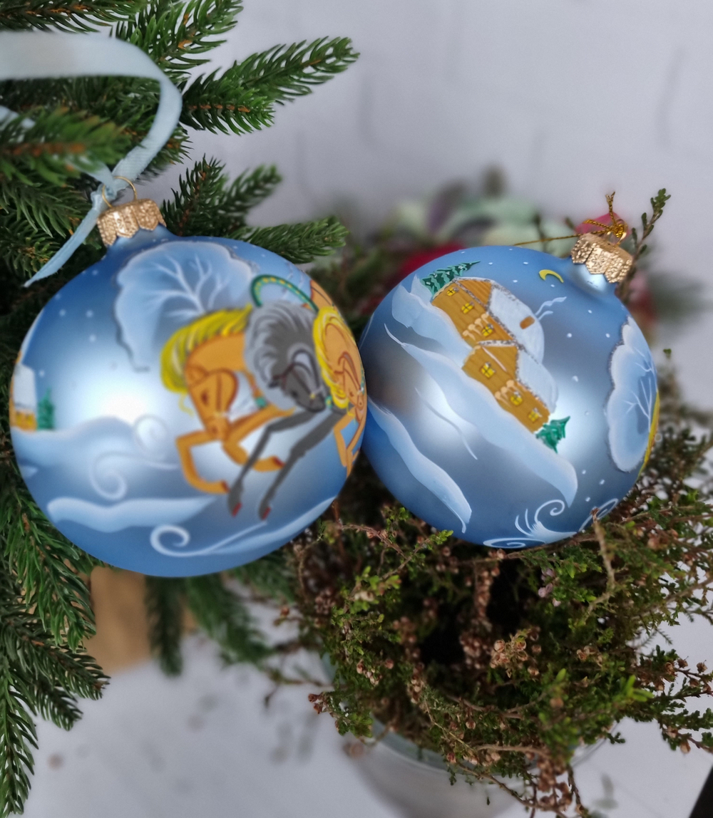 Шар стеклянный "Тройка", ручная роспись