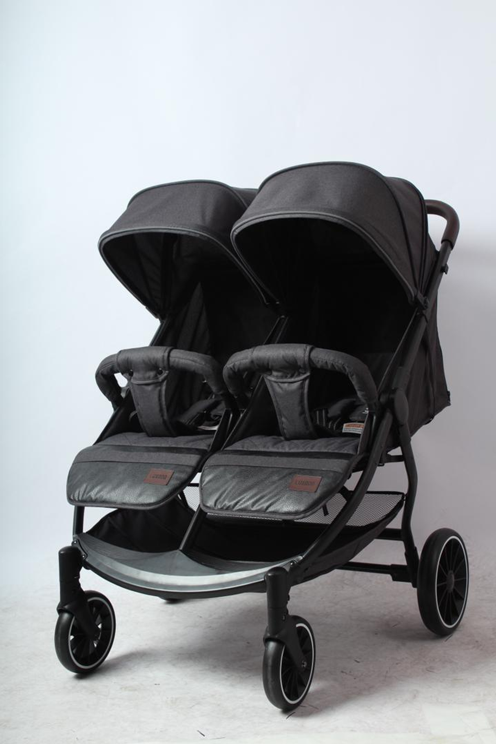 Прогулочная коляска Luxmom для двойни (тёмно серый)