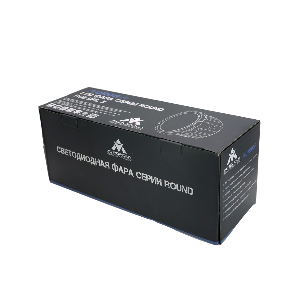 Комплект фар Aurora дальний белый свет с RGB подсветкой