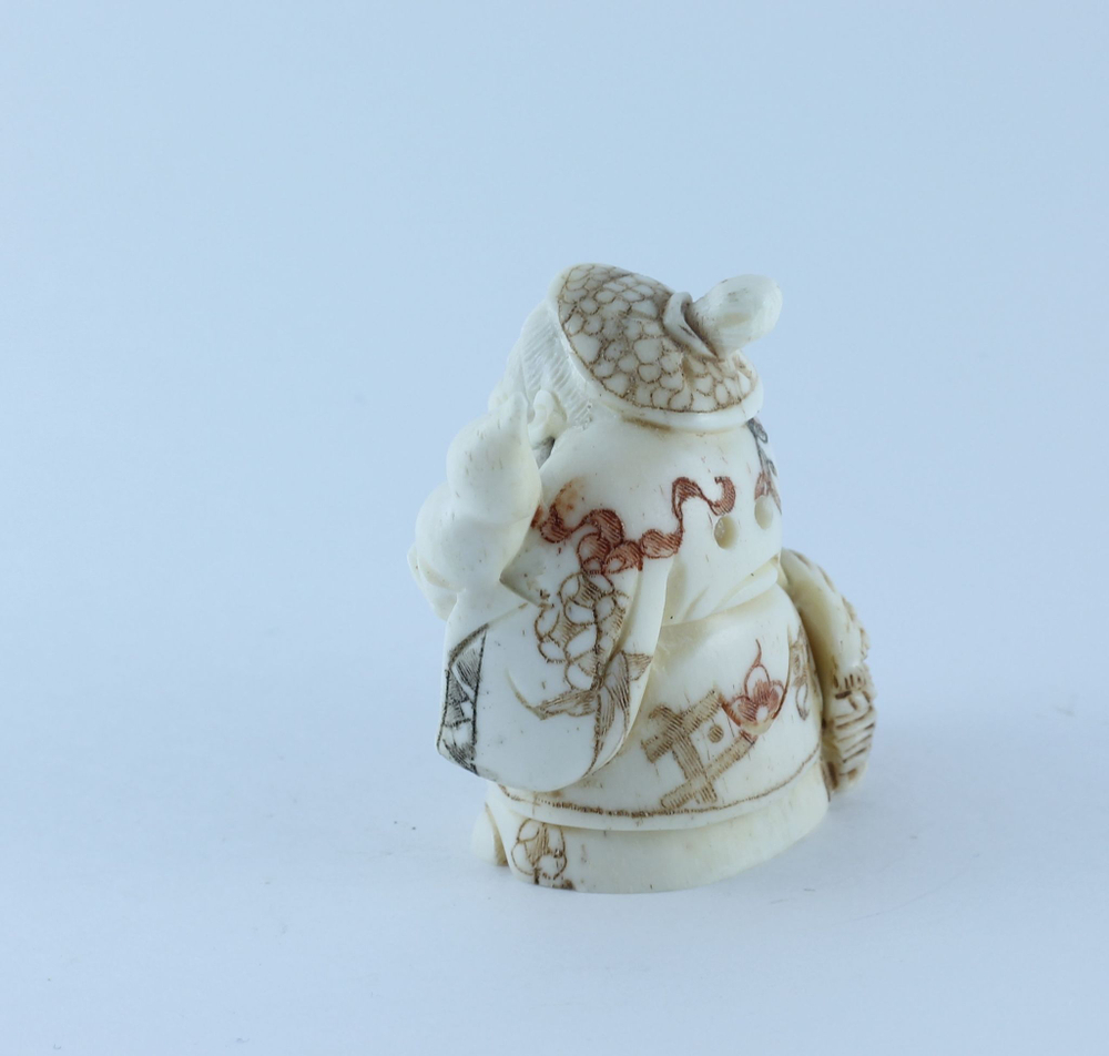 Эксклюзивная нэцкэ Монах с тыквой горлянкой и корзиной кукурузы