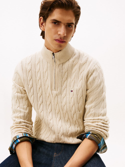 Свитер на молнии Tommy Hilfiger Cable Knit Quarter-Zip Ivory Heather