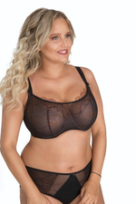 Бюстгальтер-топ plus size с изысканной вышивкой нитями с люрексом (Размер: 105E) (Цвет: черный)